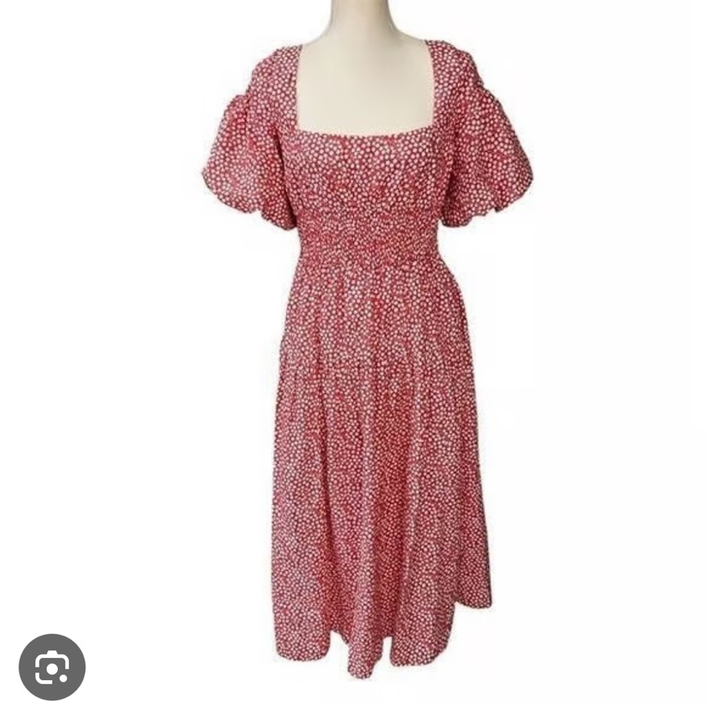 Anthropologie Red and White Midi Dress